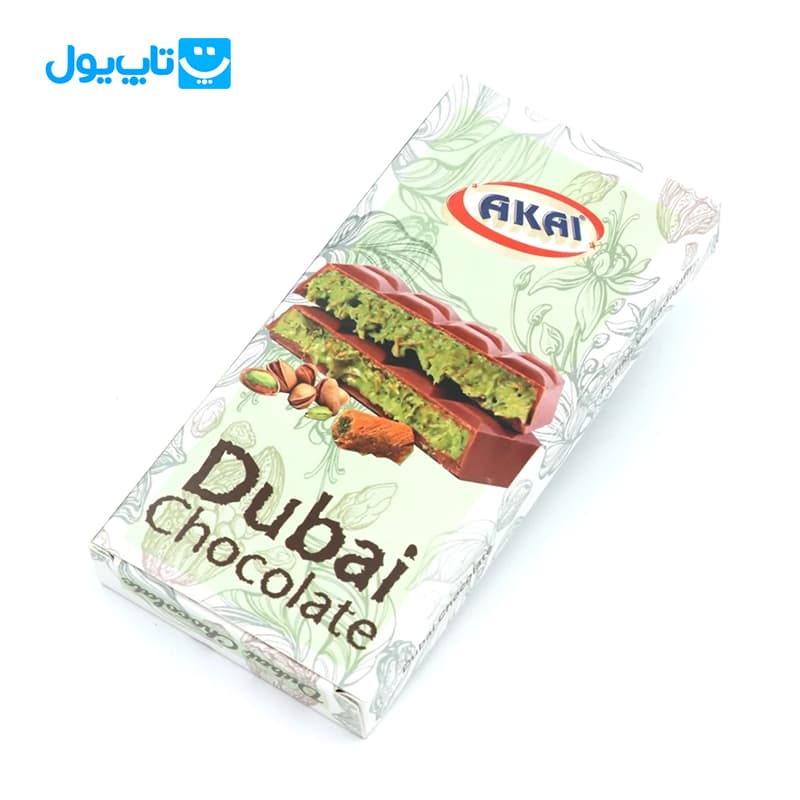 شکلات دبی آکای Akai با مغز پسته و کنافه وزن 200 گرم