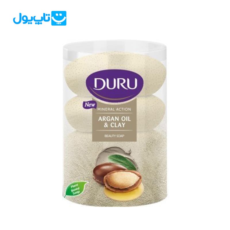 صابون حمام دورو Duru مدل Mineral Action لیوانی حاوی روغن آرگان و خاک رس بسته 4 عددی