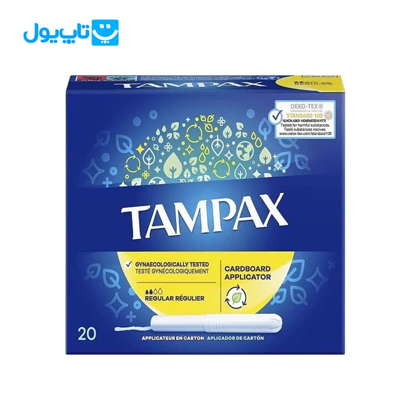 تامپون تامپکس Tampax مدل Regular دو قطره با قدرت جذب بالا بسته 20 عددی