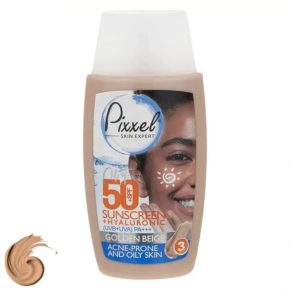 ضد آفتاب رنگی پیکسل SPF50 مدل GOLDEN BEIGE مناسب پوستهای چرب و آکنه ای — تصویر ۳