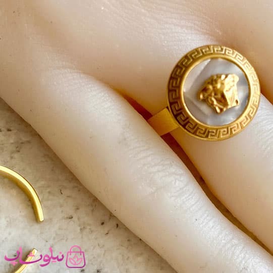 انگشتر زنانه ورساچه سفید استیل فری سایز کد 1691
