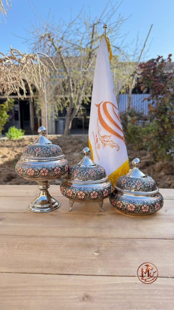 قندان سفینه ای مسی الماس ۳ سایز — تصویر ۳