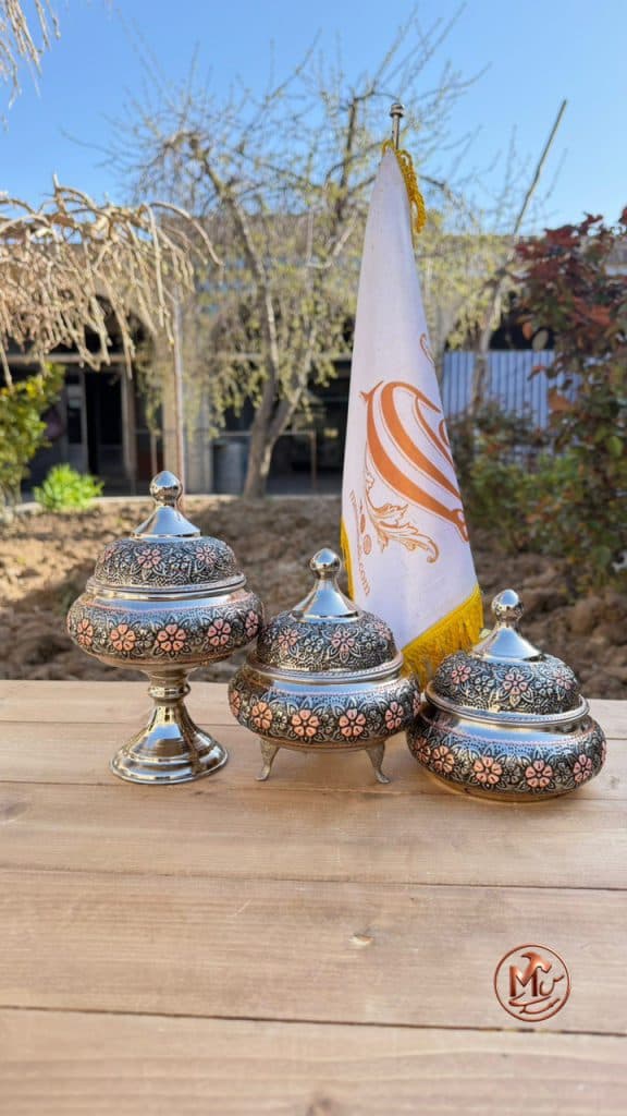 قندان سفینه ای مسی الماس ۳ سایز