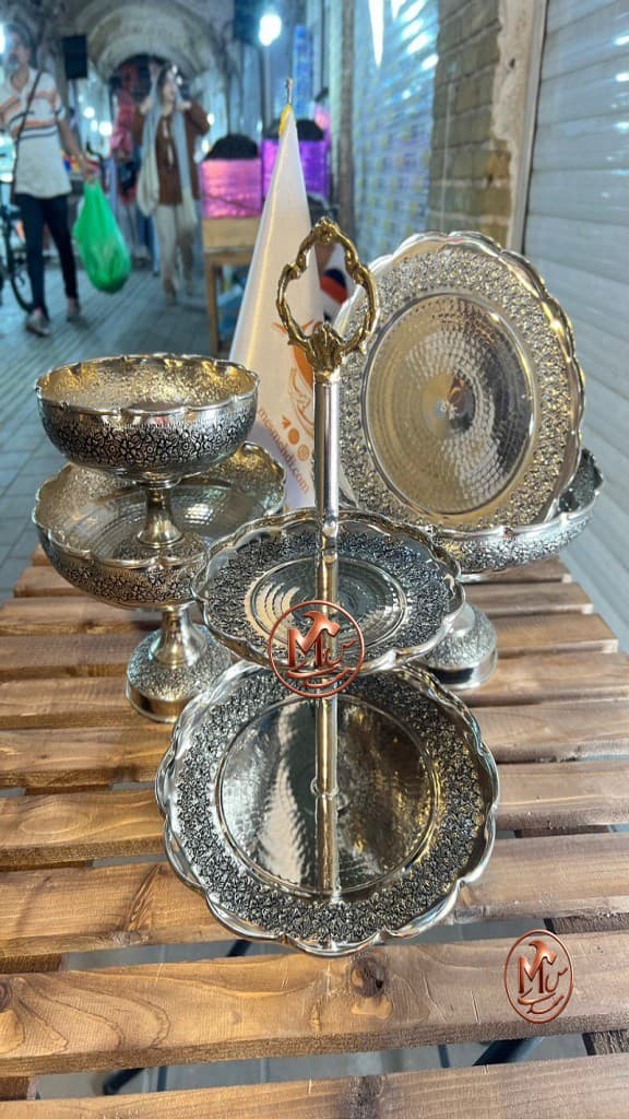 ست پذیرایی ۵ پارچه ریز گل کروم