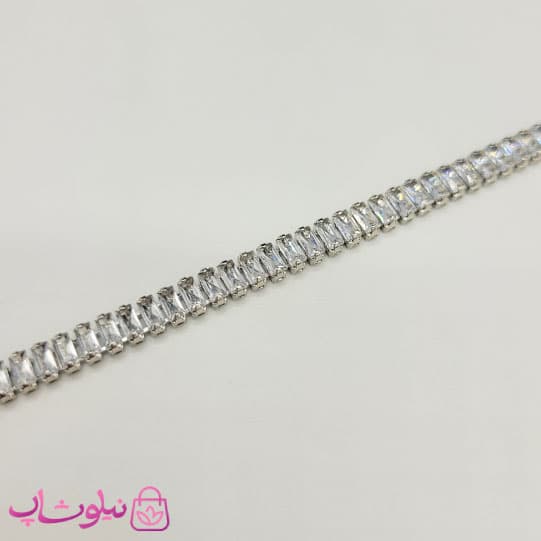دستبند دخترانه تنیسی مدل نگین باگتی طول 18 سانت عرض 4 میل کد 230 — تصویر ۳