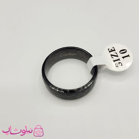 انگشتر مردانه کارتیه مدل طرحدار فول مشکی کد 450 — تصویر ۲