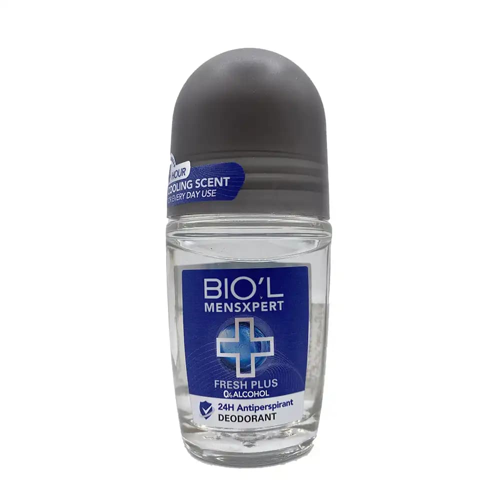 رول ضد تعریق مردانه بیول (Biol) مدل فرش پلاس (FRESH PLUS) شیشه ای حجم 50 میلی لیتر