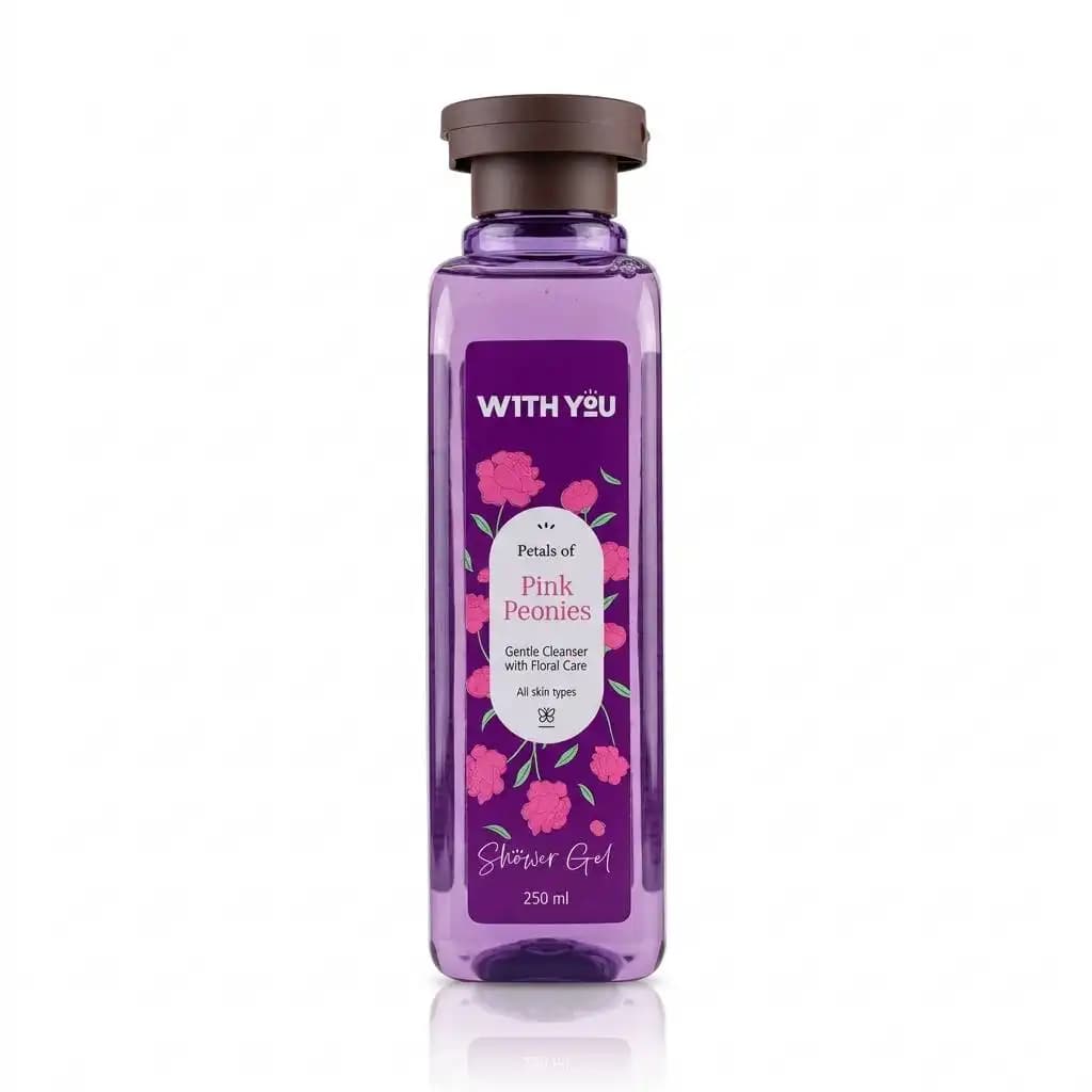 شامپو بدن ژلی ویت یو (WITH YOU) مدل پینک پیونی (Pink Peonies) حجم 250 میلی‌لیتر