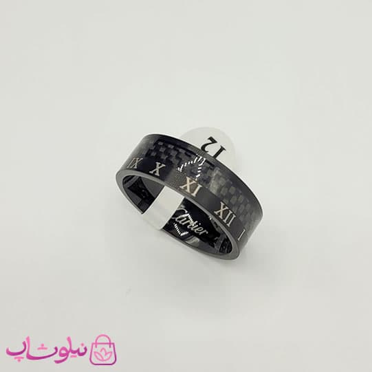 انگشتر مردانه کارتیه مدل اعداد یونانی مشکی کد 450