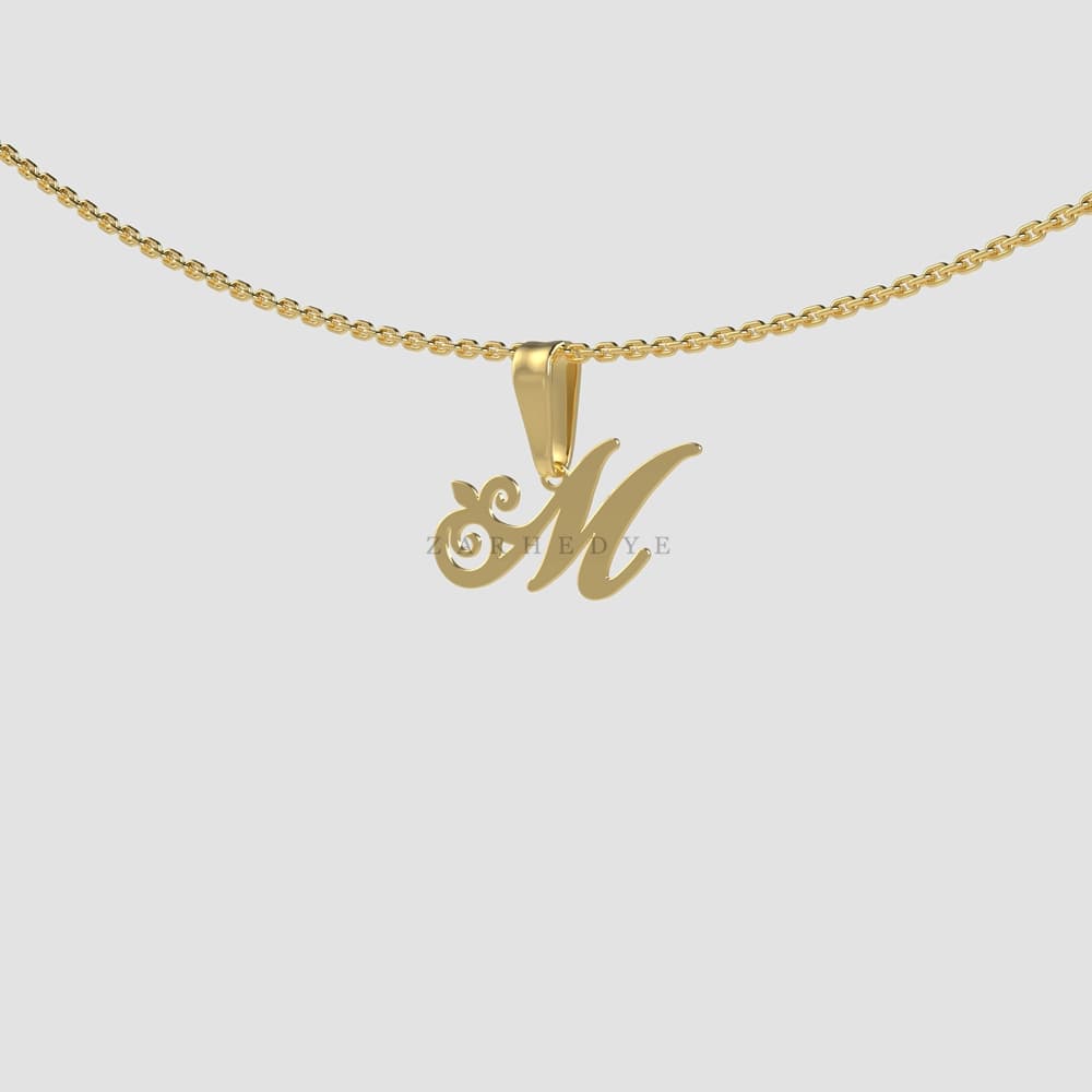 پلاک طلا حرف m انگلیسی و گل کد 01