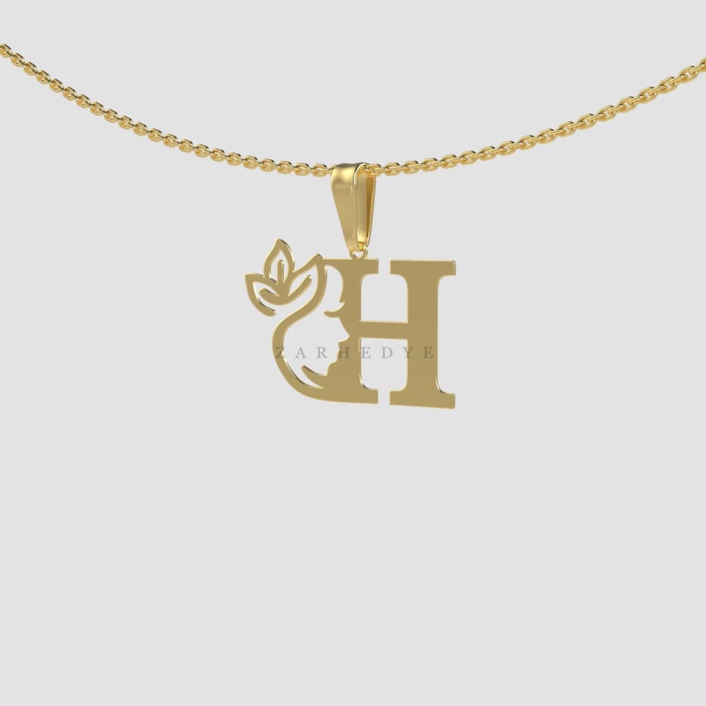 پلاک طلا حرف h انگلیسی و زن کد 01