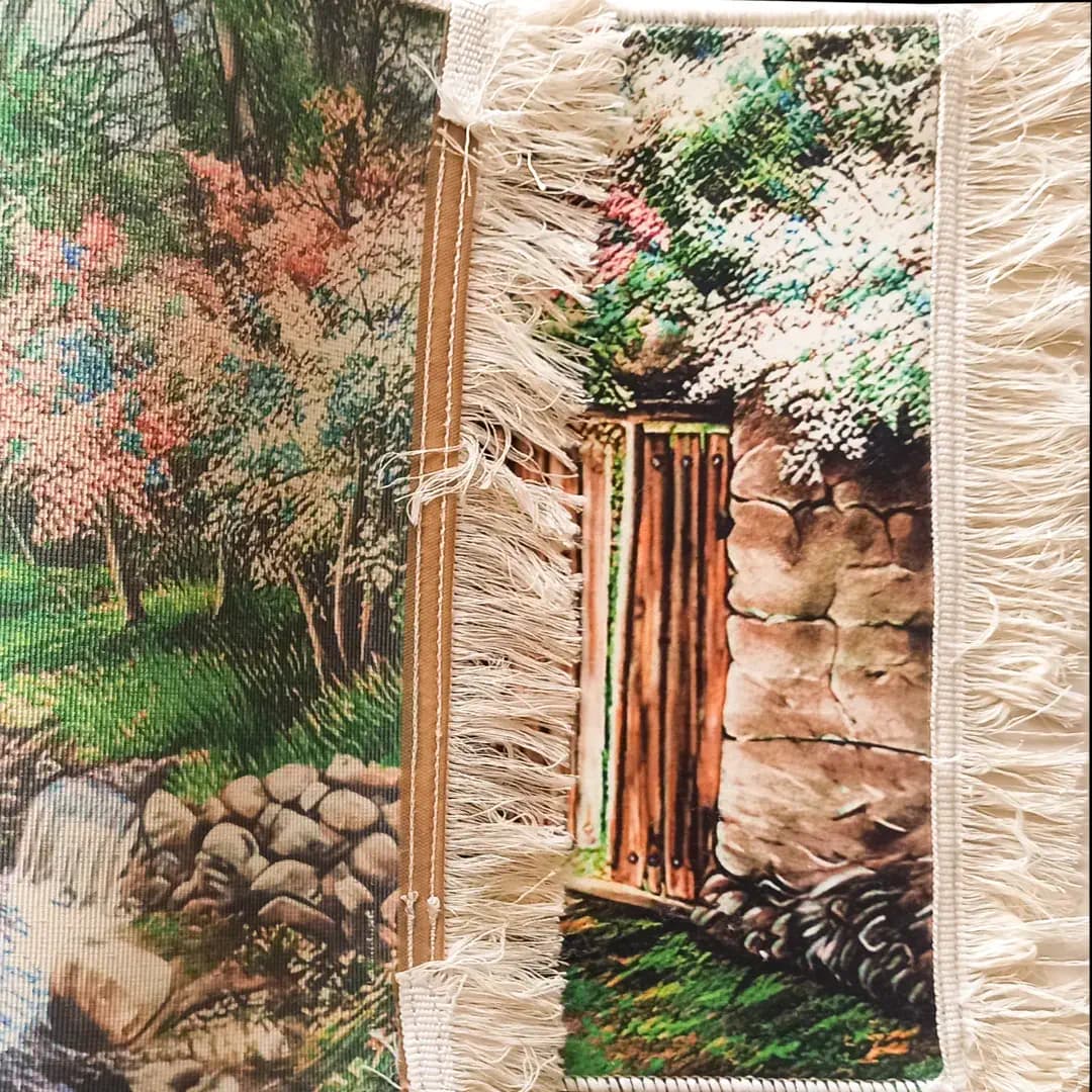 تابلو فرش پیرمرد چوپان در کوچه باغ روستایی کد 5124 — تصویر ۳