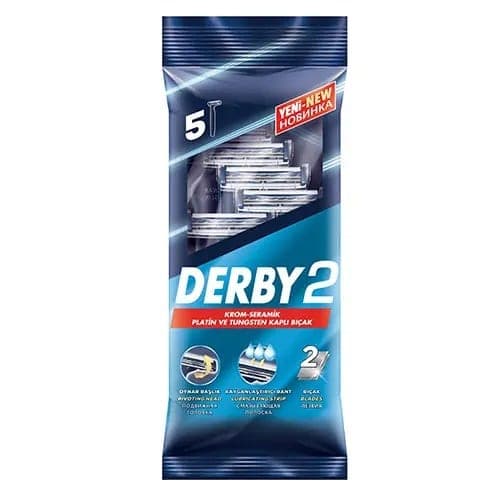 ژیلت دو تیغ دربی DERBY بسته 5 عددی با جنس تیغه پلاتینیوم مناسب آقایان و بانوان — تصویر ۲