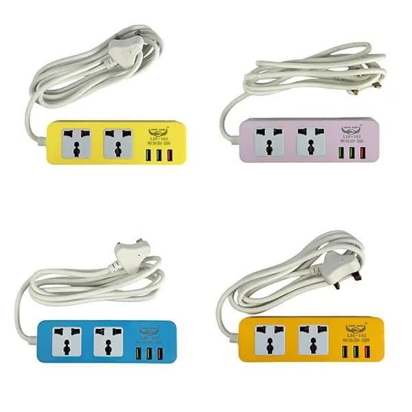 چند راهی برق دو پریز با 3 پورت USB