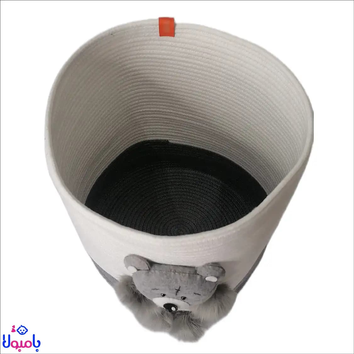 سطل درب دار قیطونی اتاق کودک طرح تدی طوسی 32*36سانتیمتر — تصویر ۵