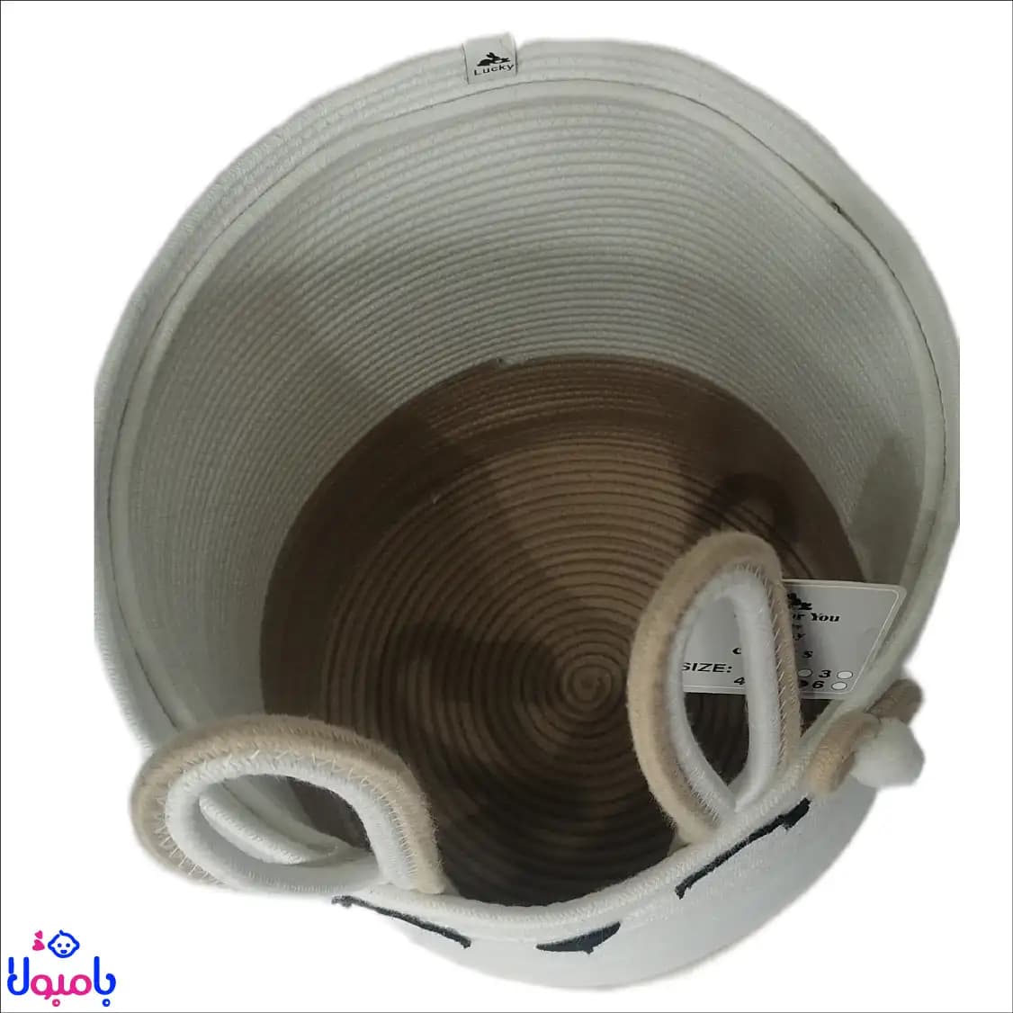 سبد استوانه قیطونی اتاق کودک طرح خرگوش کرم 31*35سانتیمتر — تصویر ۴