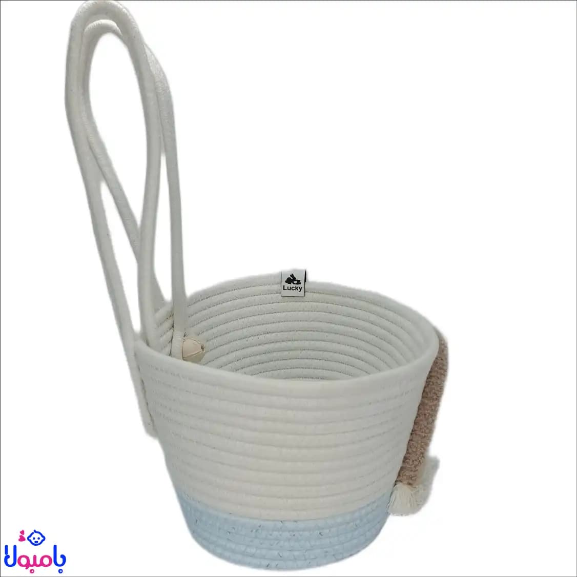 سبد قیطان دوزی کنار تخت نوزاد طرح رنگین کمان 10*25 سانتی متر — تصویر ۳