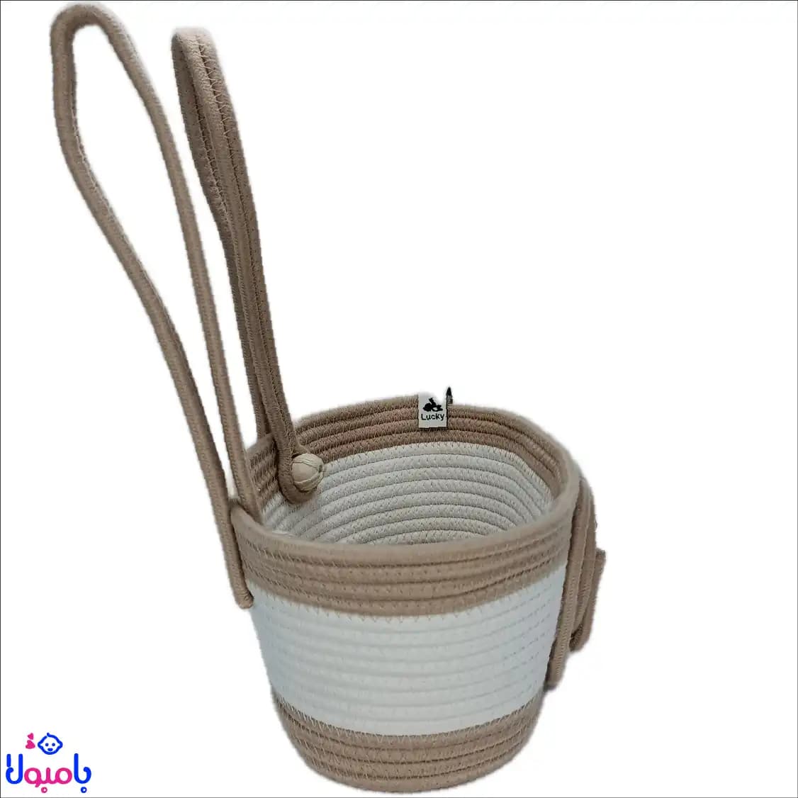 سبد قیطان دوزی کنار تخت نوزاد طرح فیل کرم 10*25 سانتی متر — تصویر ۳