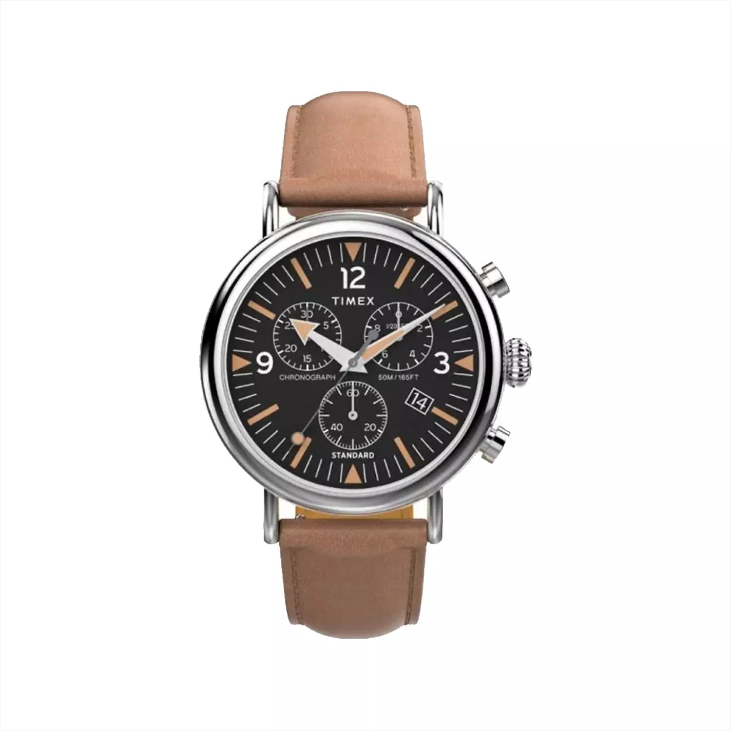 ساعت مچی مردانه تایمکس بند چرم عسلی کرنوگراف TW2W84500
