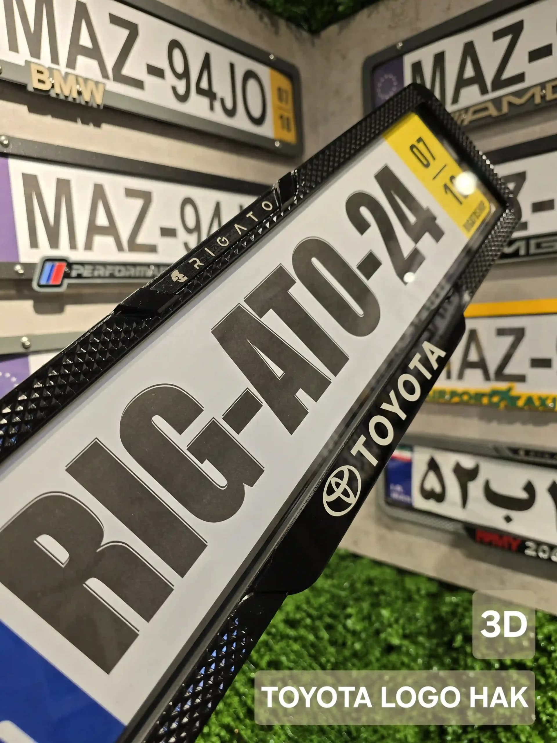 یک جفت قاب پلاک تویوتا مدل LOGO HAK 3D