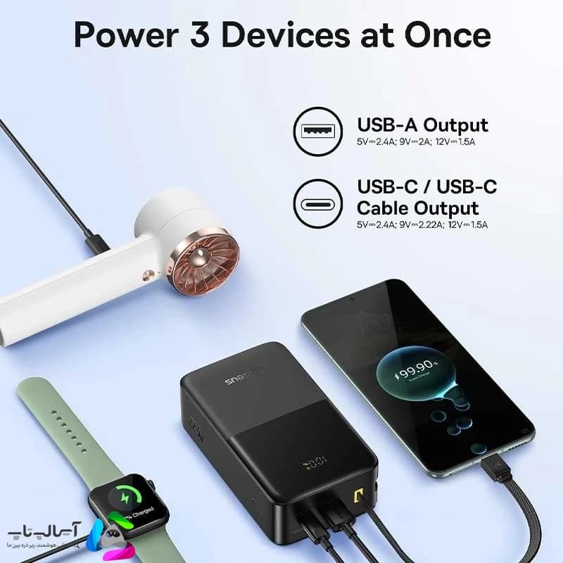 پاوربانک 22 وات بیسوس مدل EnerFill FC51 Bipow 2 Pro ظرفیت 30000 میلی‌آمپرساعت — تصویر ۳