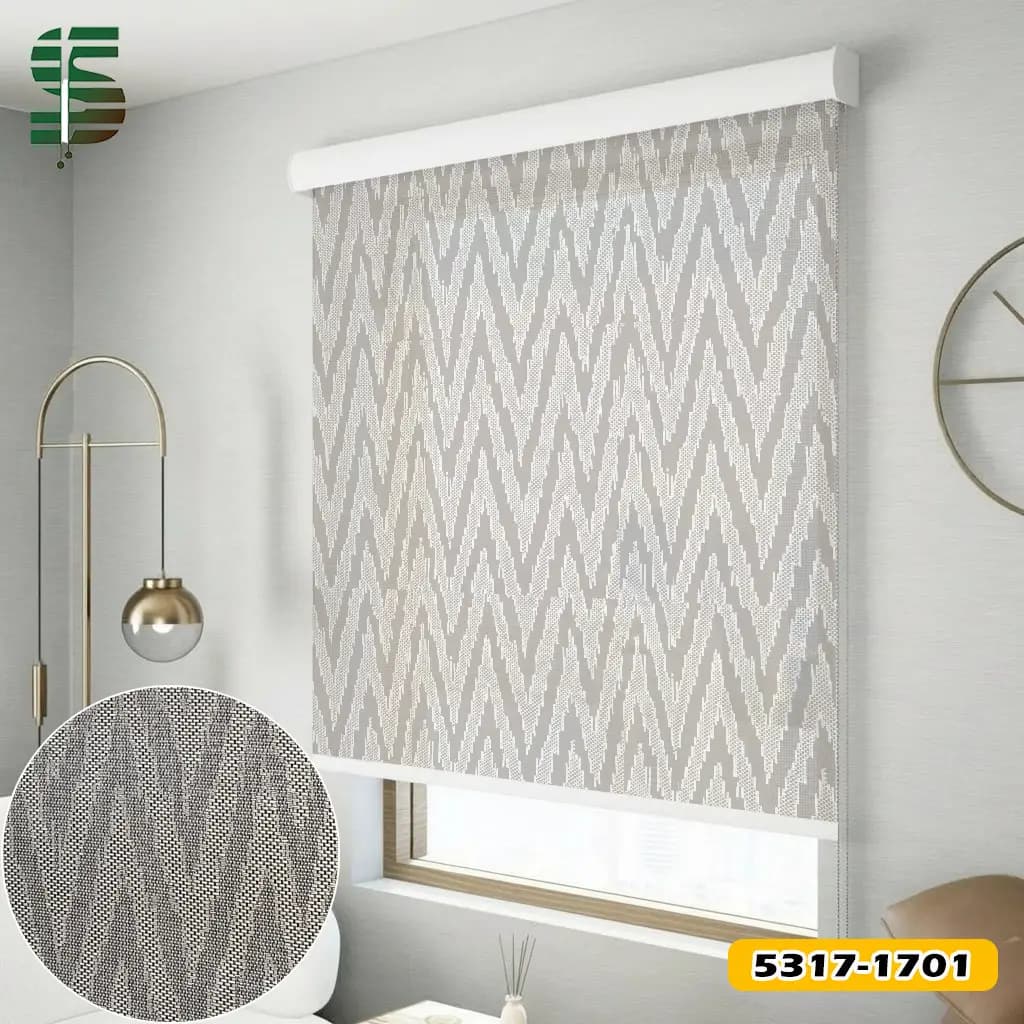 پرده شید سان اسکرین طرح دار خطوط هندسی کد 5317 در 4 رنگ — تصویر ۳