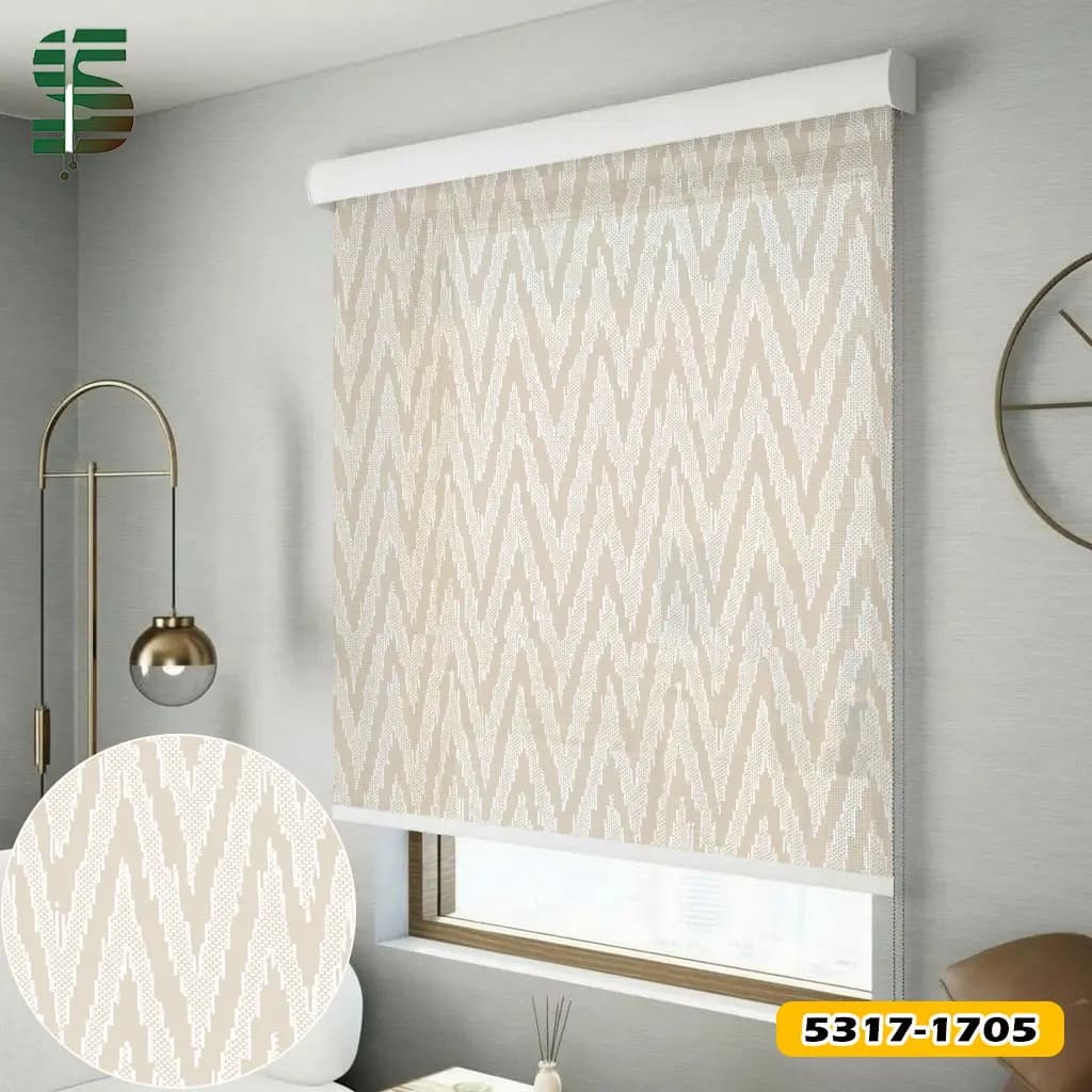 پرده شید سان اسکرین طرح دار خطوط هندسی کد 5317 در 4 رنگ — تصویر ۵