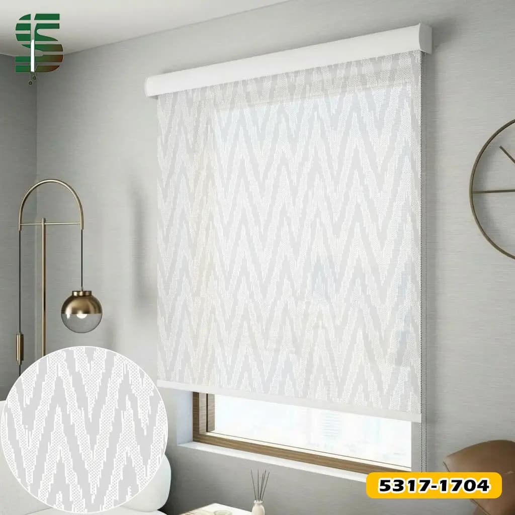 پرده شید سان اسکرین طرح دار خطوط هندسی کد 5317 در 4 رنگ — تصویر ۴