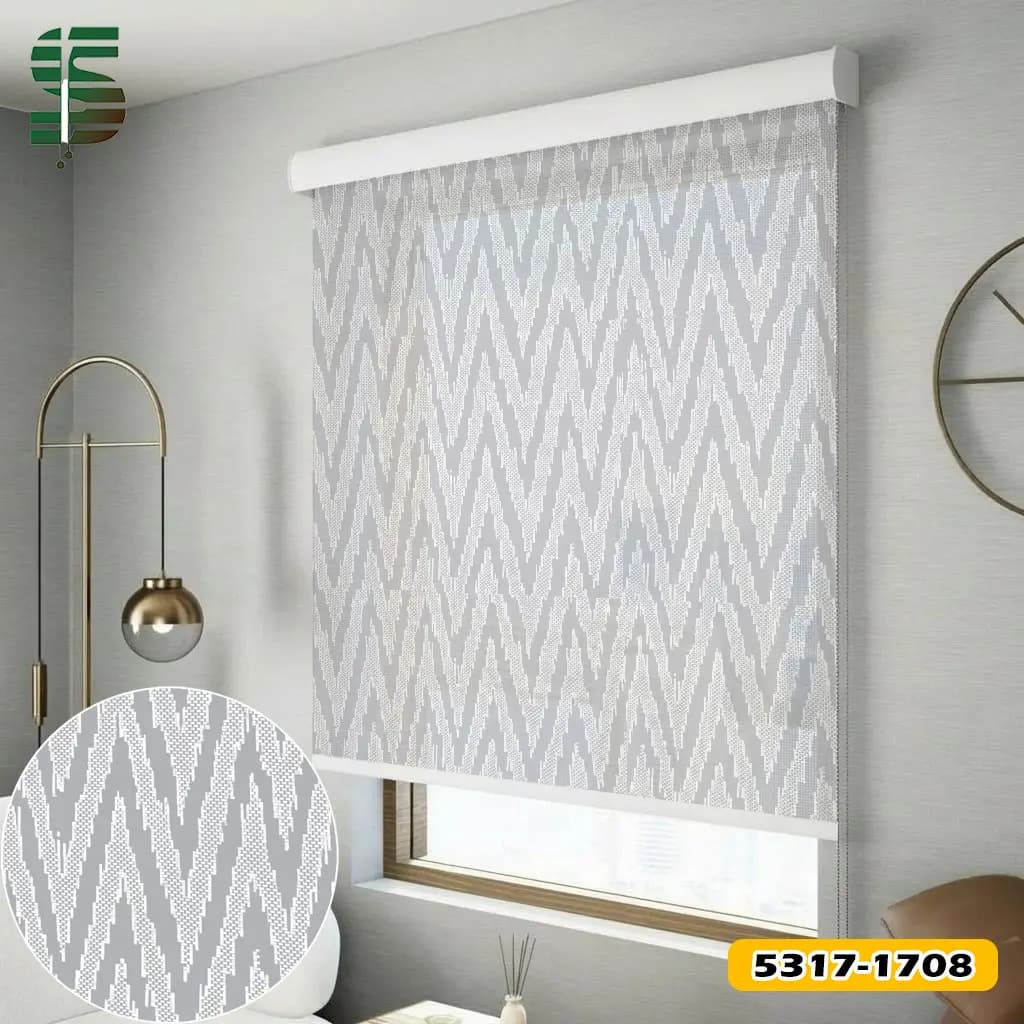 پرده شید سان اسکرین طرح دار خطوط هندسی کد 5317 در 4 رنگ