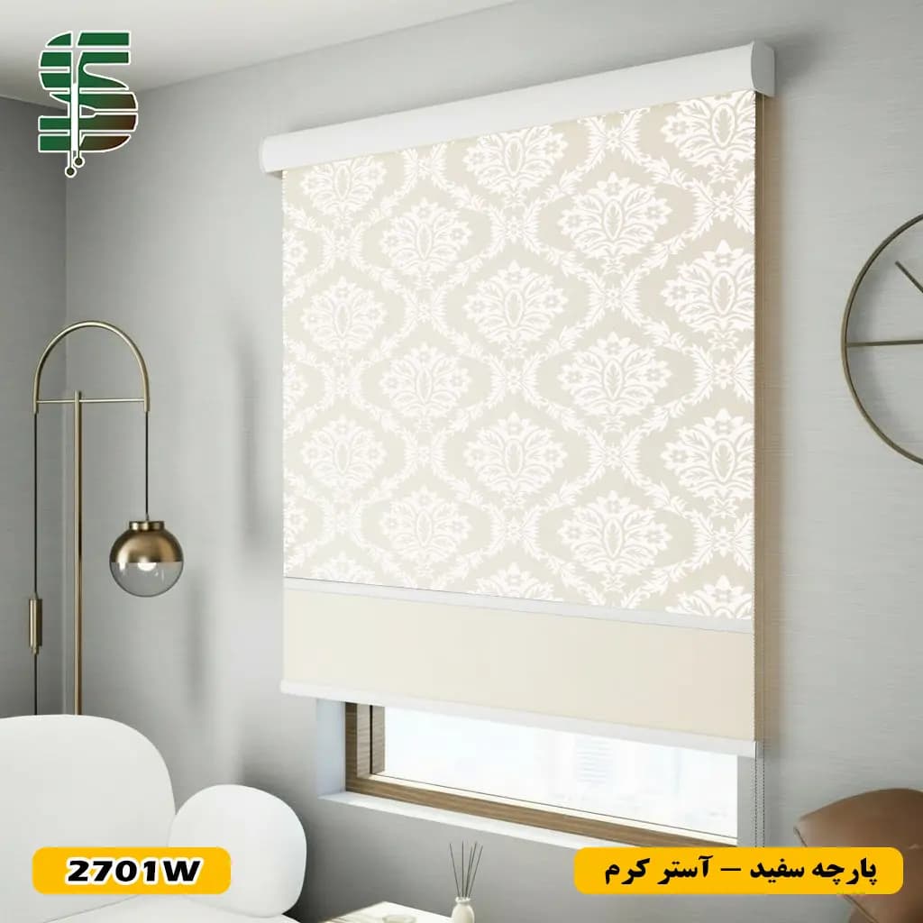 پرده شب و روز طرح گل داماسک کد 2701 در 2 رنگ — تصویر ۵