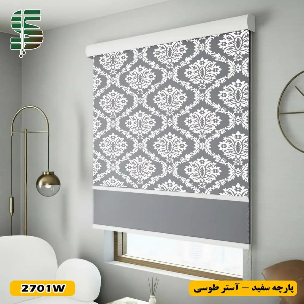 پرده شب و روز طرح گل داماسک کد 2701 در 2 رنگ — تصویر ۷