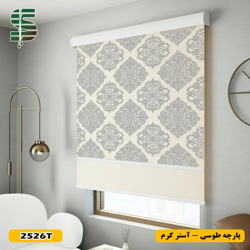 پرده شب و روز طرح گل داماسک کد 2526 در 3 رنگ — تصویر ۸