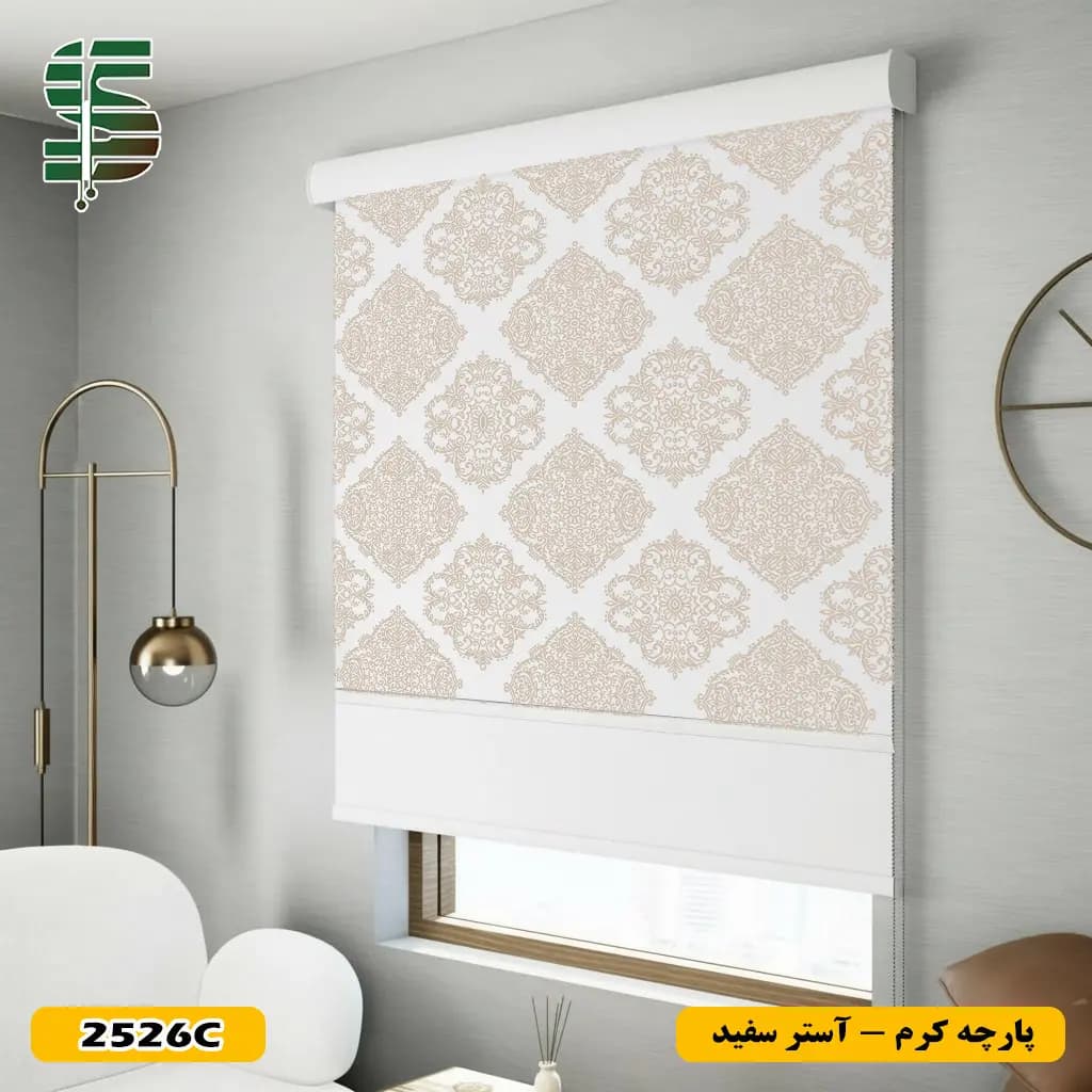 پرده شب و روز طرح گل داماسک کد 2526 در 3 رنگ — تصویر ۳