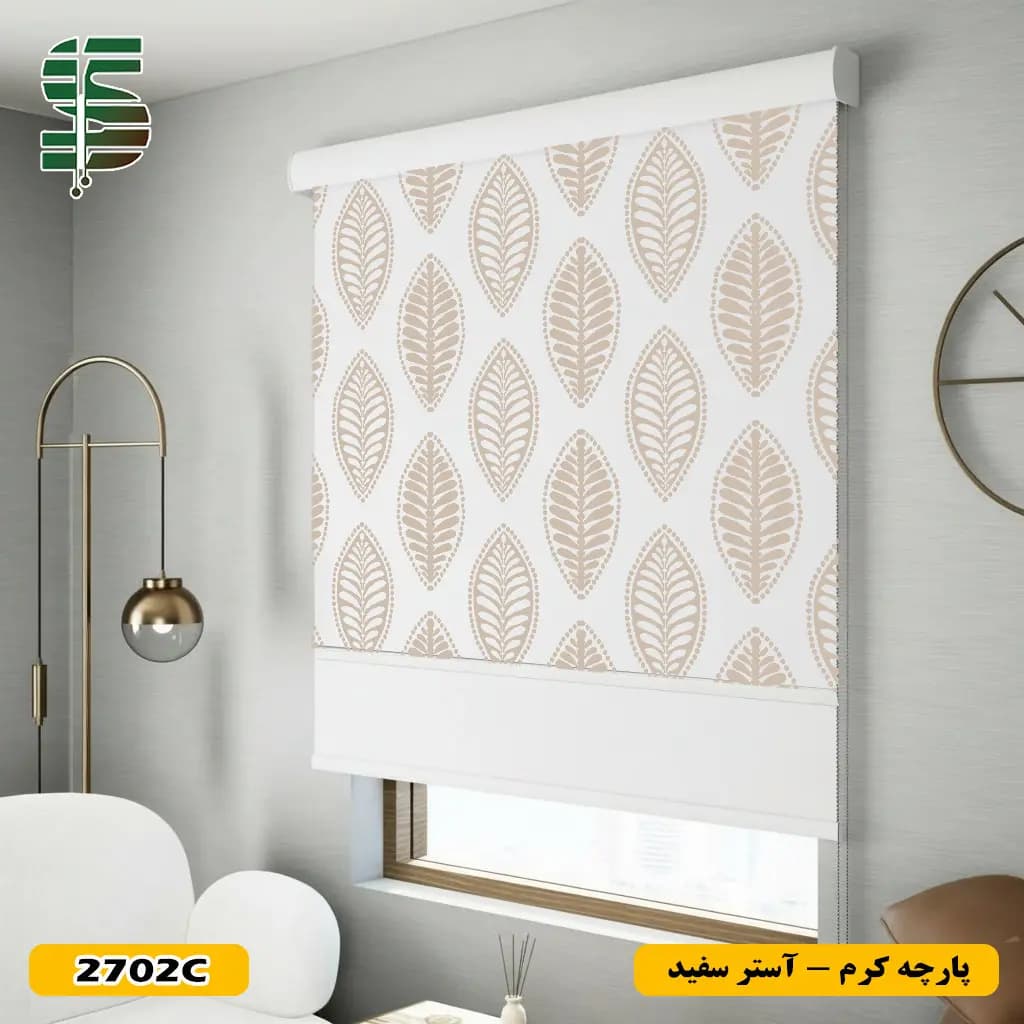 پرده شب و روز طرح گل بیضی کد 2702 در 2 رنگ — تصویر ۴