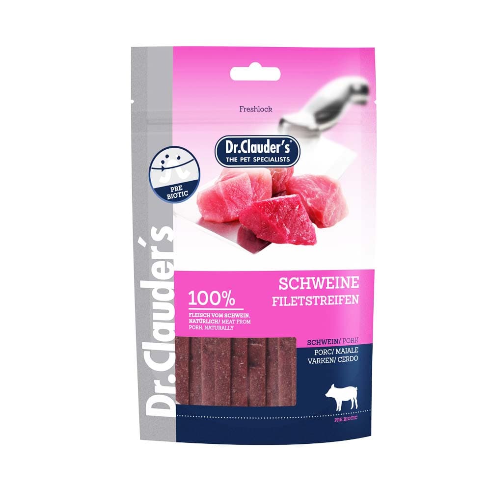 تشویقی سگ فیله نواری گوشت خوک دکتر کلادرز Dr.Clauder’s وزن 85 گرم — تصویر ۲