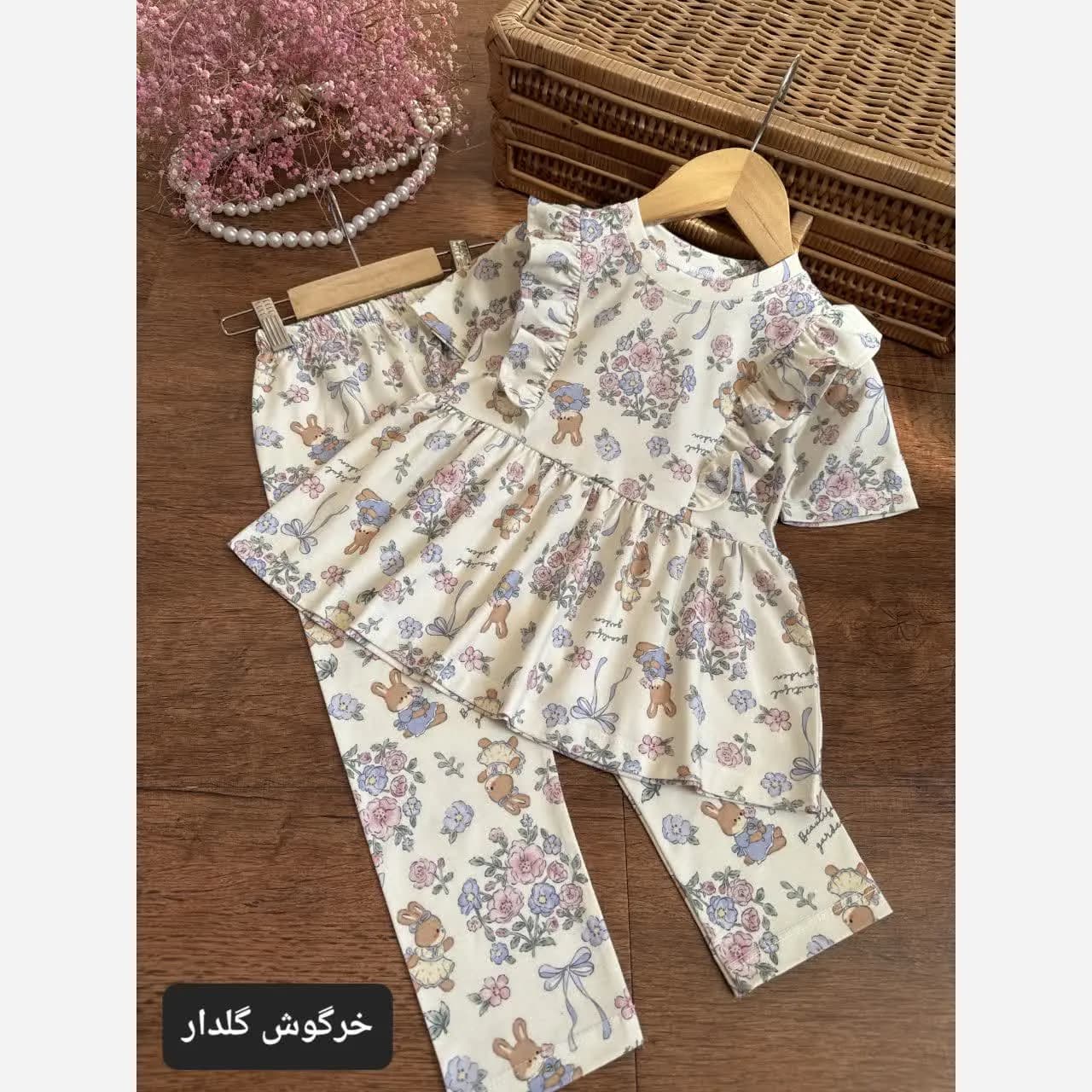 ست بلوز و شلوار راحتی دخترانه جنس پنبه سایز 40 تا 60 مناسب 2 تا 9 سال — تصویر ۲