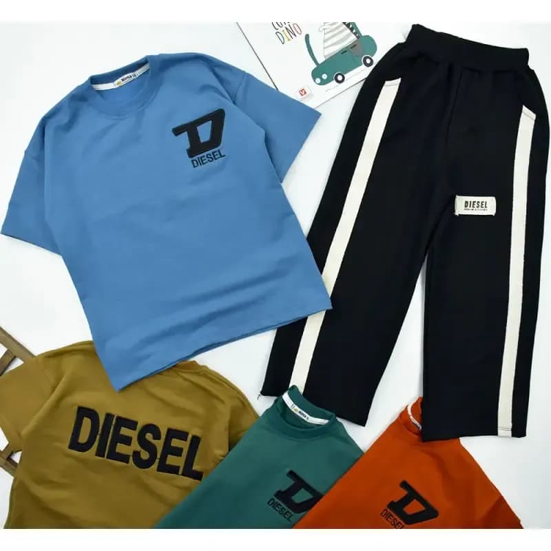 ست تیشرت و شلوار بگ پسرانه طرح DIESEL جنس پنبه — تصویر ۹