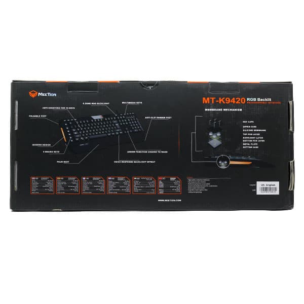 کیبورد مخصوص بازی میشن MEETION MT-K9420 اپن باکس — تصویر ۷