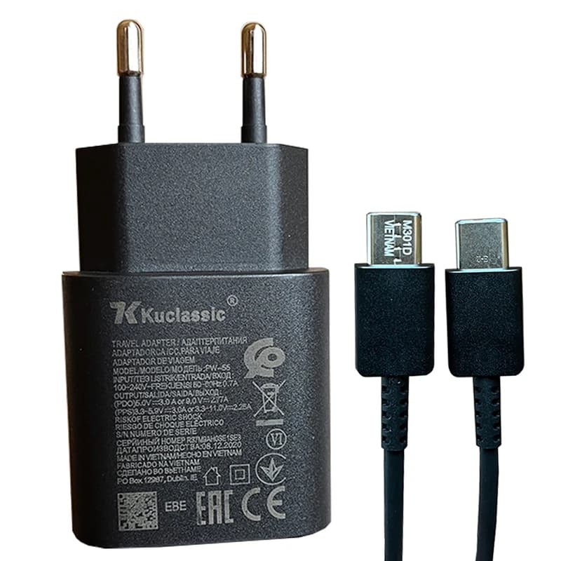 شارژر دیواری 25 وات کوکلاسیک مدل A-34 به همراه کابل تبدیل USB-Cکدk22193
