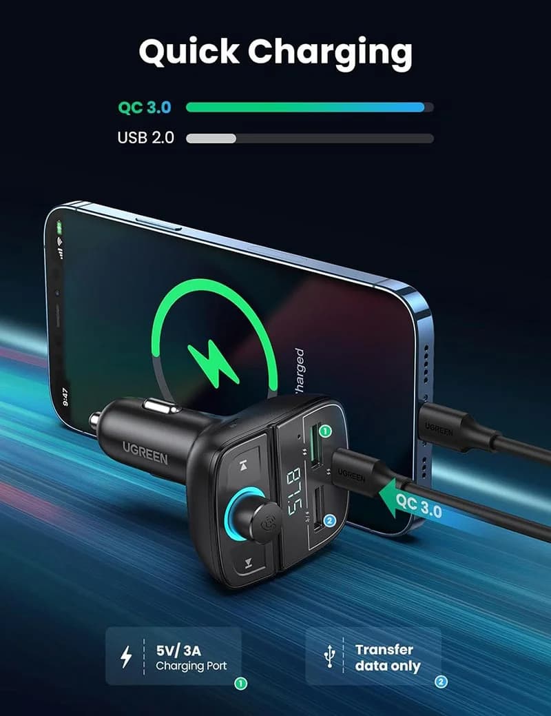 شارژر فندکی و پخش کننده بلوتوث یوگرین مدل UGREEN CD229-80910 — تصویر ۴
