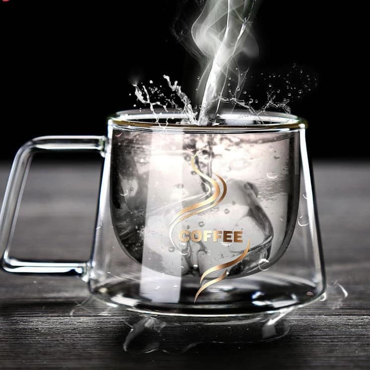 لیوان مدل دوجداره دسته دار طرح کافی کدk21804