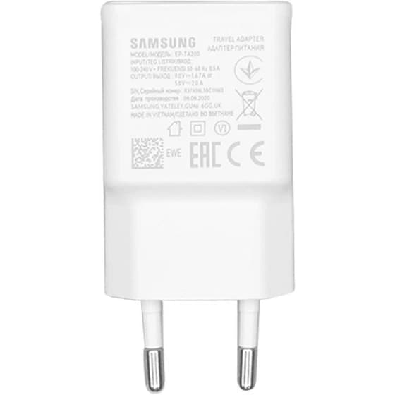 شارژر دیواری فست Samsung مدل EP-TA200 همراه کابل اندروید سفیدکدk21803