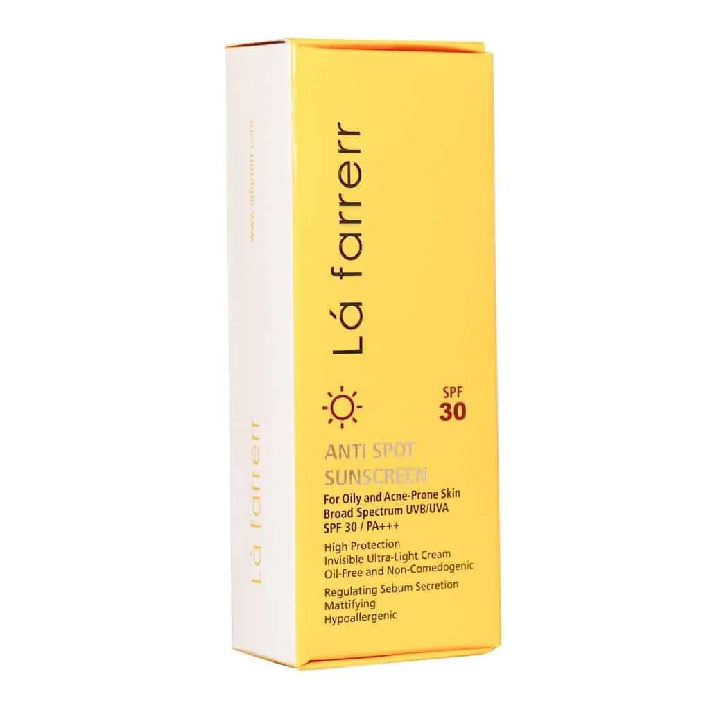 ضدآفتاب ضدلک بی رنگ SPF30 پوست چرب لافارر