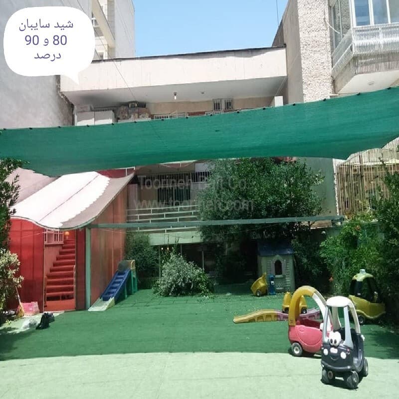 شید سایبان 80 درصد 6 در 6 دور دوزی شده همراه با حلقه نصب — تصویر ۲