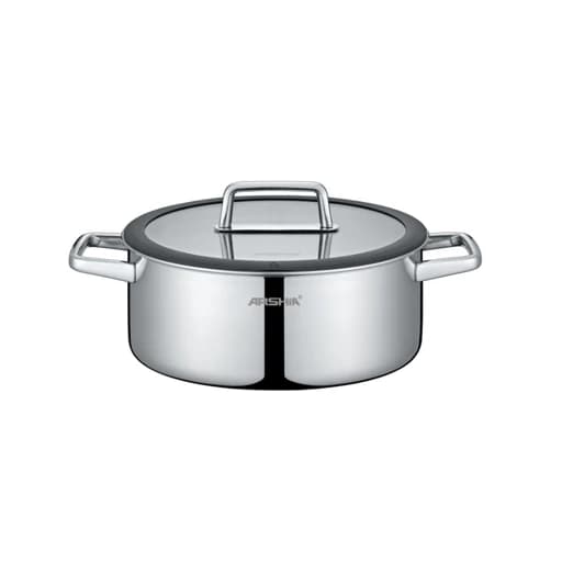 ماهی تابه دو دسته عرشیا مدل SS050-3340 سایز 24 سانتی متری کف لیزری اورجینال