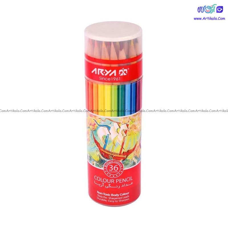 مداد رنگی 24 رنگ استوانه‌ای آریا | 3055