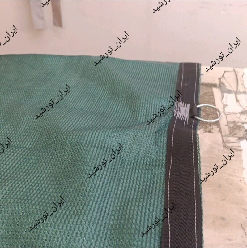 شید سایبان سبز 80 درصد ( ابعاد 8 در 6) دوردوزی شده و حلقه دار — تصویر ۲