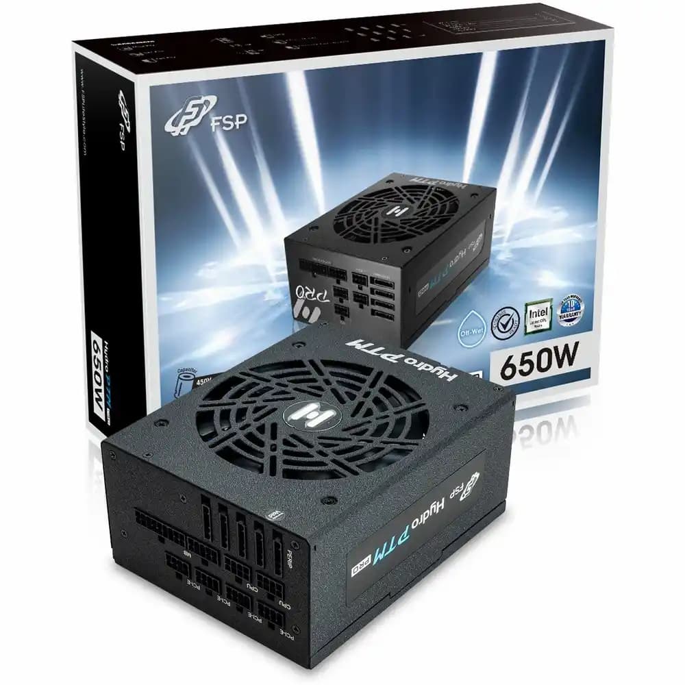 منبع تغذیه کامپیوتر اف اس پی مدل FSP HYDRO PTM PRO 650W PLATINUM کارکرده