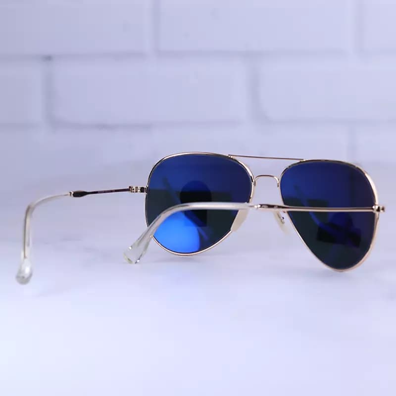 عینک آفتابی ری بن مردانه فلزی طلایی عدسی مشکی RB 3026 F/5 — تصویر ۳