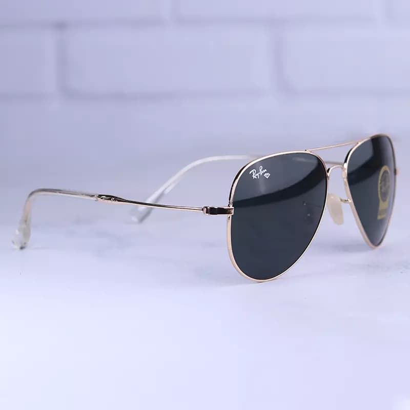 عینک آفتابی ری بن مردانه فلزی طلایی عدسی مشکی RB 3026 F/5 — تصویر ۴